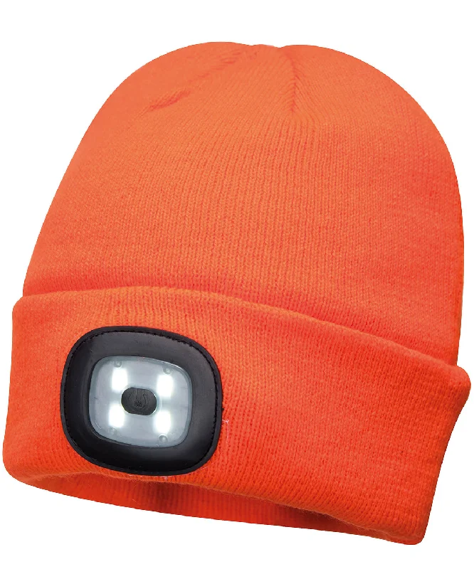 Orange - Beanie LED headlight USB rechargeable (B029)