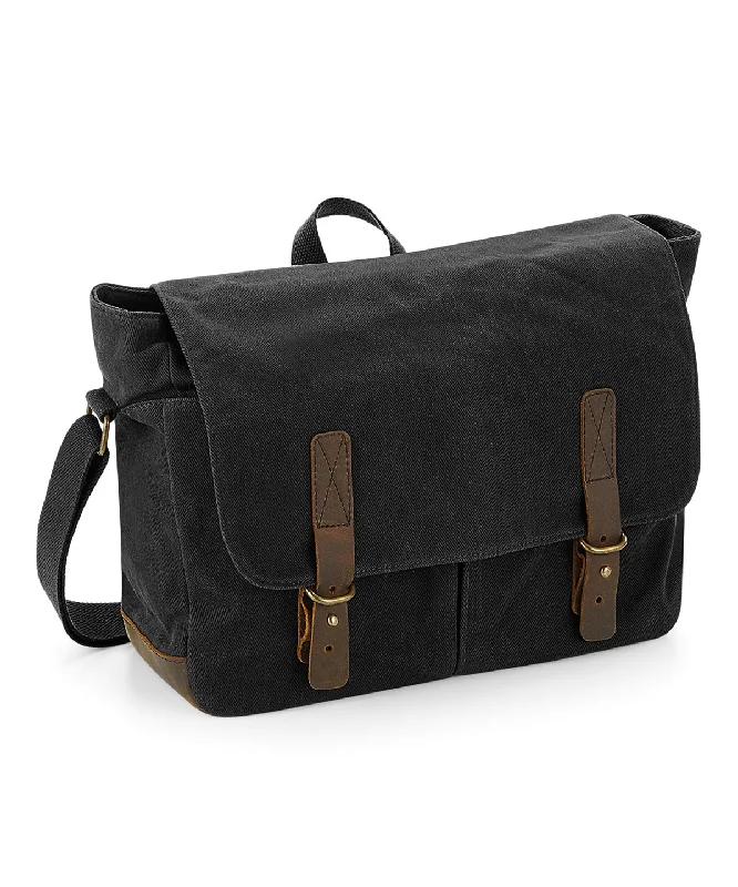 Black - Heritage waxed canvas messenger