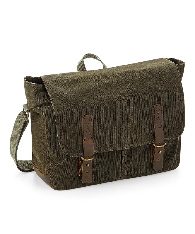 Olive Green - Heritage waxed canvas messenger