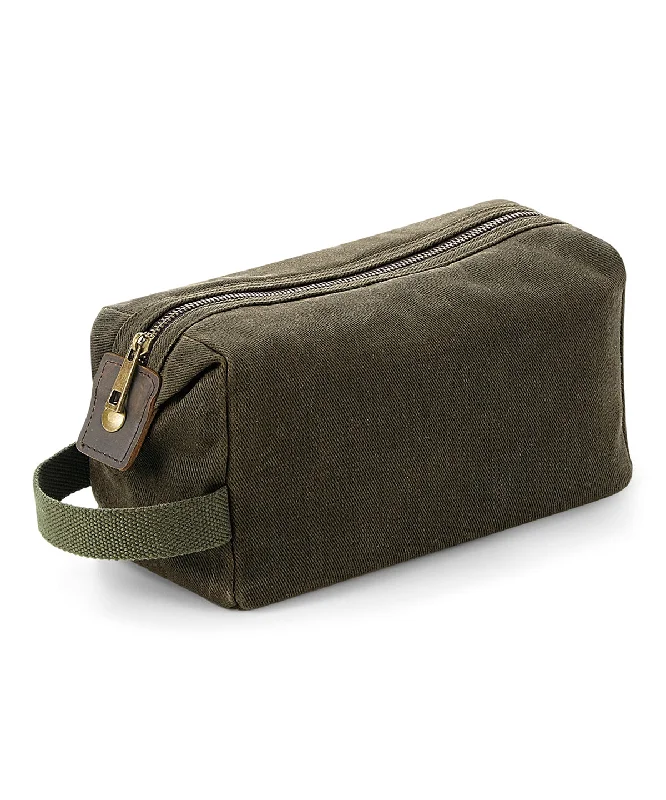 Olive Green - Heritage waxed canvas wash bag