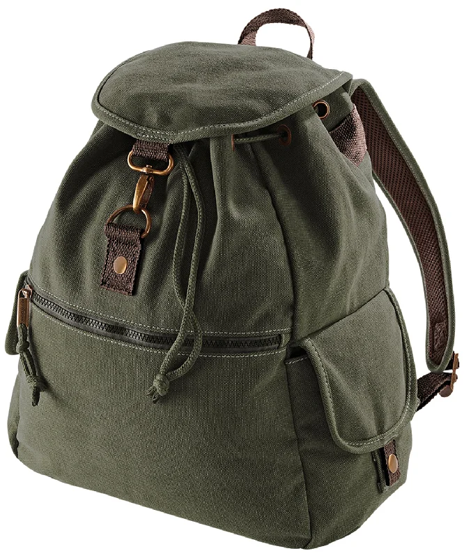 Vintage Military Green - Vintage canvas backpack