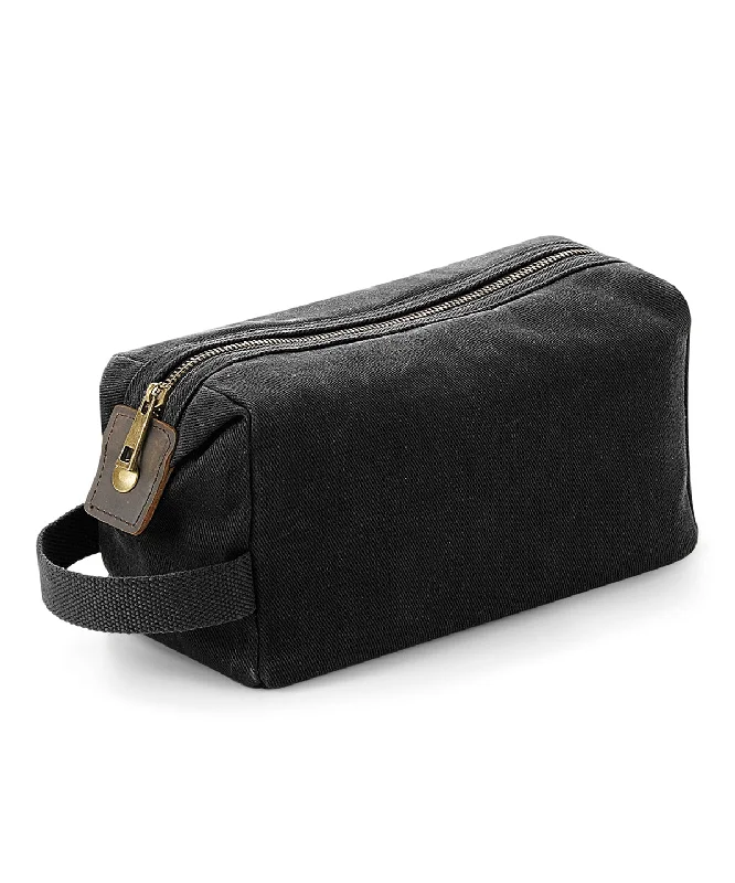 Black - Heritage waxed canvas wash bag