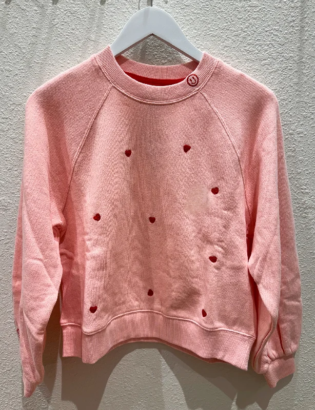 Embroidered Heart Sweatshirt, Baby Pink