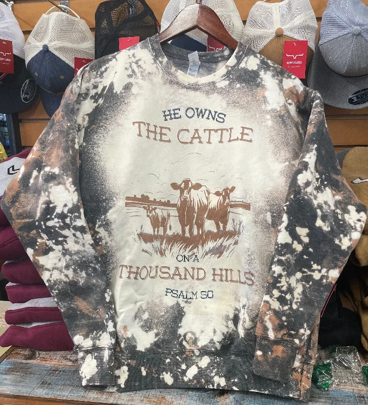 CrewneckprintKids “He Owns The Cattle On A Thousand Hills” Crew Neck