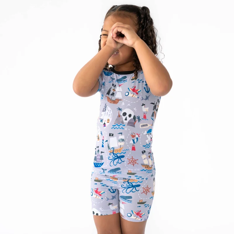 Pirate's Map Two-Piece Short Sleeve & Shorts Pajama Set