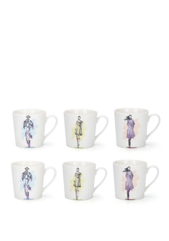 Mindy Brownes Style Me Set of 6 Mugs, White Multi