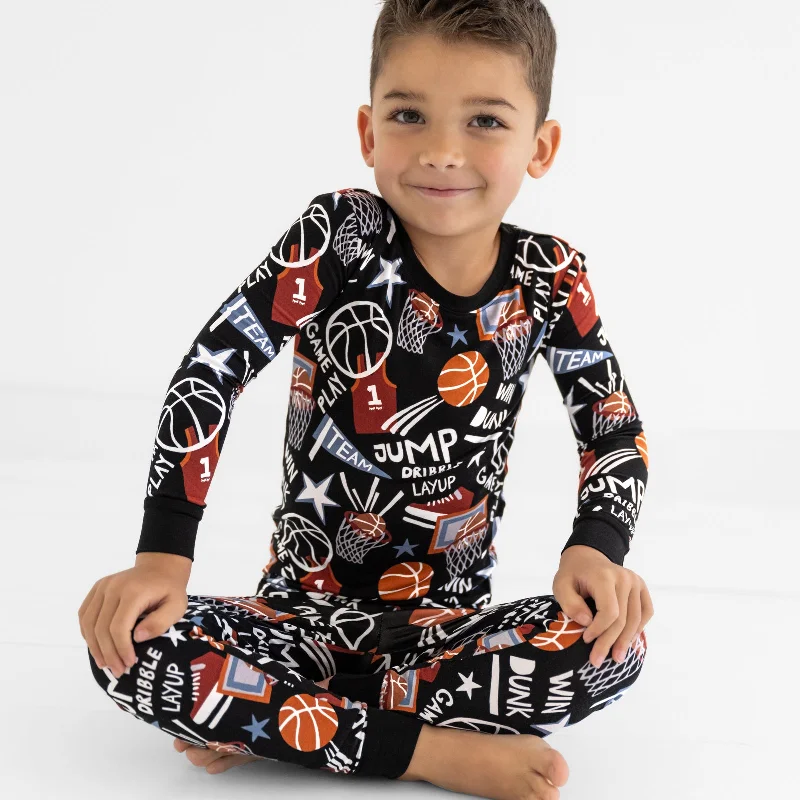 Black Slam Dunk Two-Piece Pajama Set