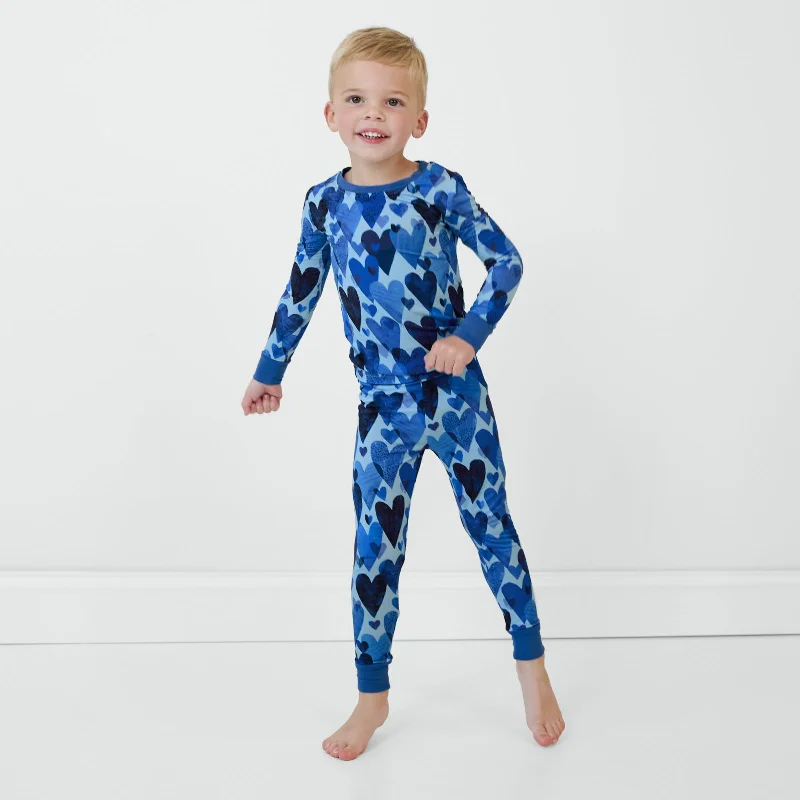 Blue Hearts & Crafts Two-Piece Pajama Set