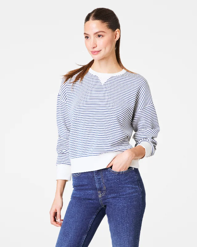 CrewneckwovenSPANX® AirEssentials Striped Crewneck