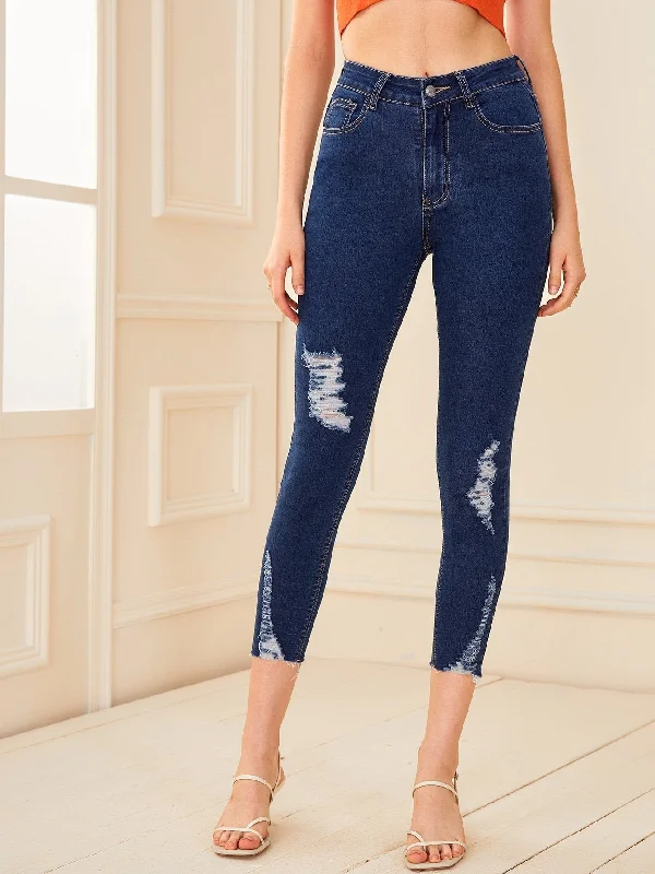 CroptopplatformRipped Detail Crop Jeans