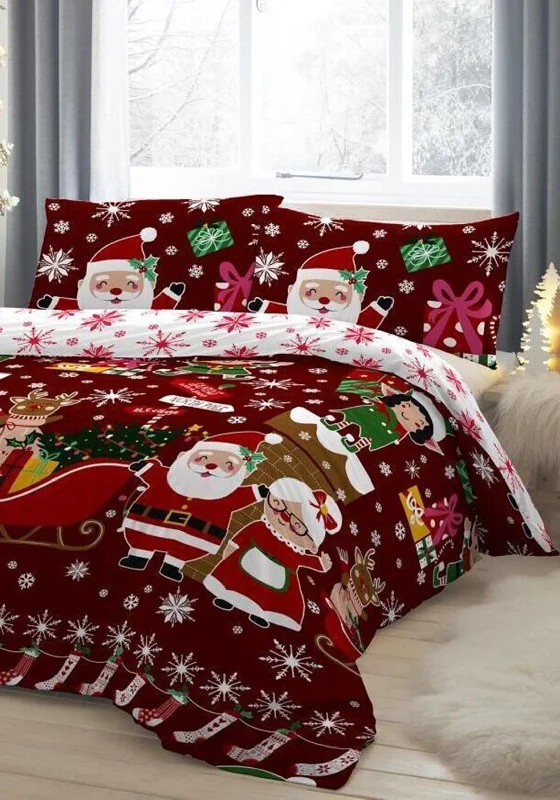 Bedlam Mr & Mrs Santa Double Duvet Set, Red