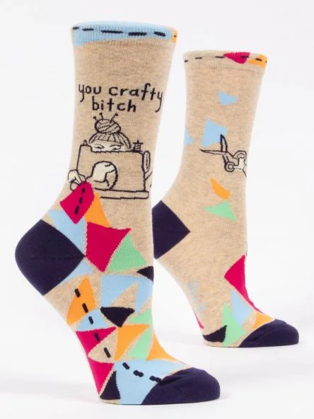 CrewneckvibeBlue Q Crafty Women's Crew Socks