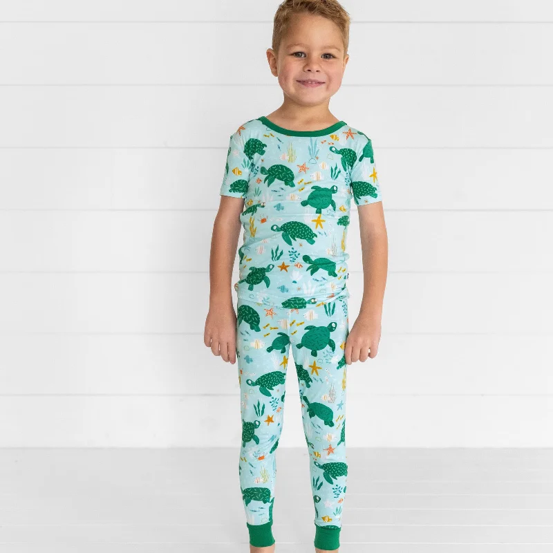 Sea Turtle Friends Two-Piece Short Sleeve Pajama Set