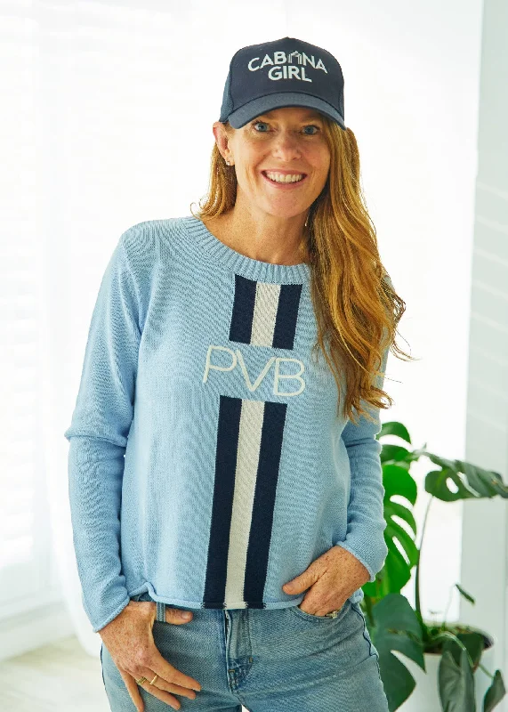 CrewneckidentityLight Blue PVB Stripe Crewneck Sweater