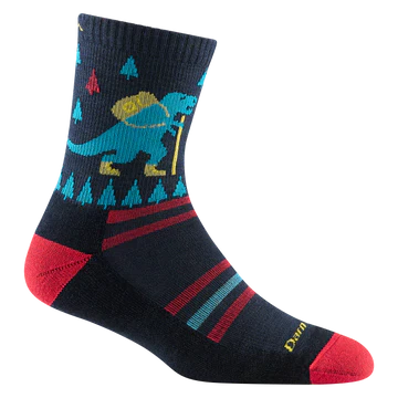 CrewneckplainKids Ty-Ranger-Saurus Micro Crew Lightweight Hiking Sock