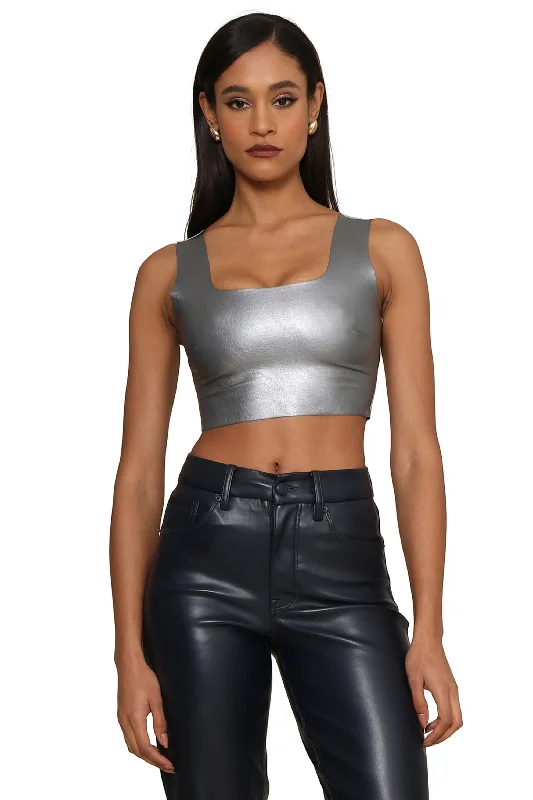 CroptopmobileFaux Leather Crop Top