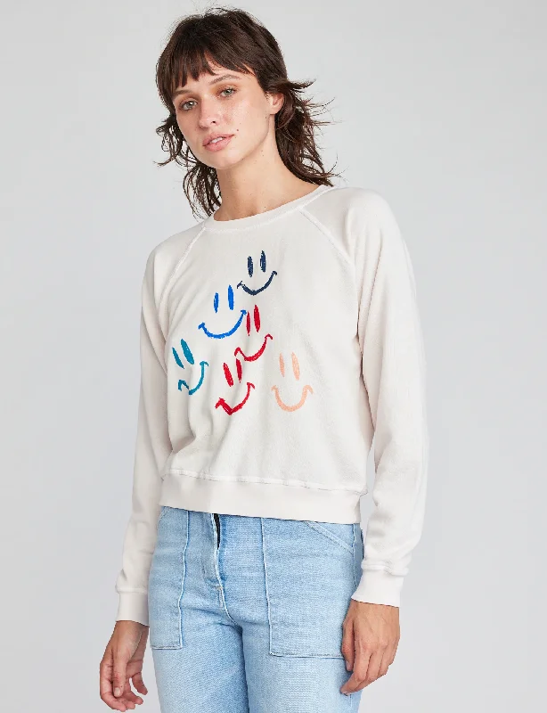 Smiley Faces Sweatshirt, Powder Pink