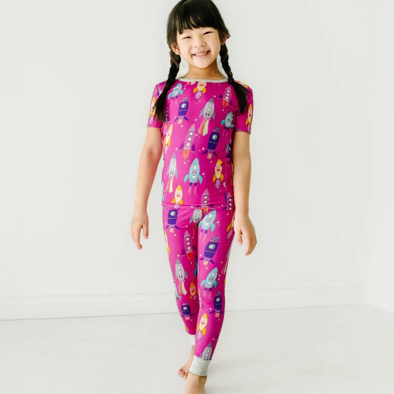 Pink Space Explorer Two-Piece Short Sleeve Pajama Set