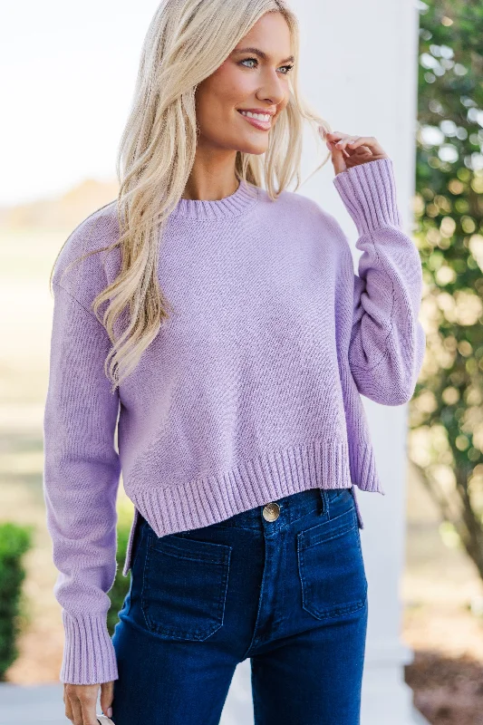 CroptopgameLucky You Lavender Purple Cropped Sweater