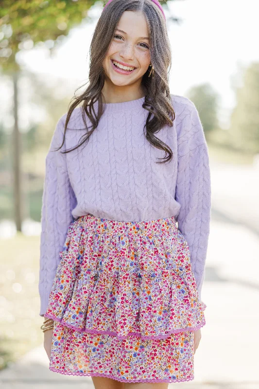 CroptopwearGirls: The Kelcie Lavender Purple Cable Knit Crop Sweater