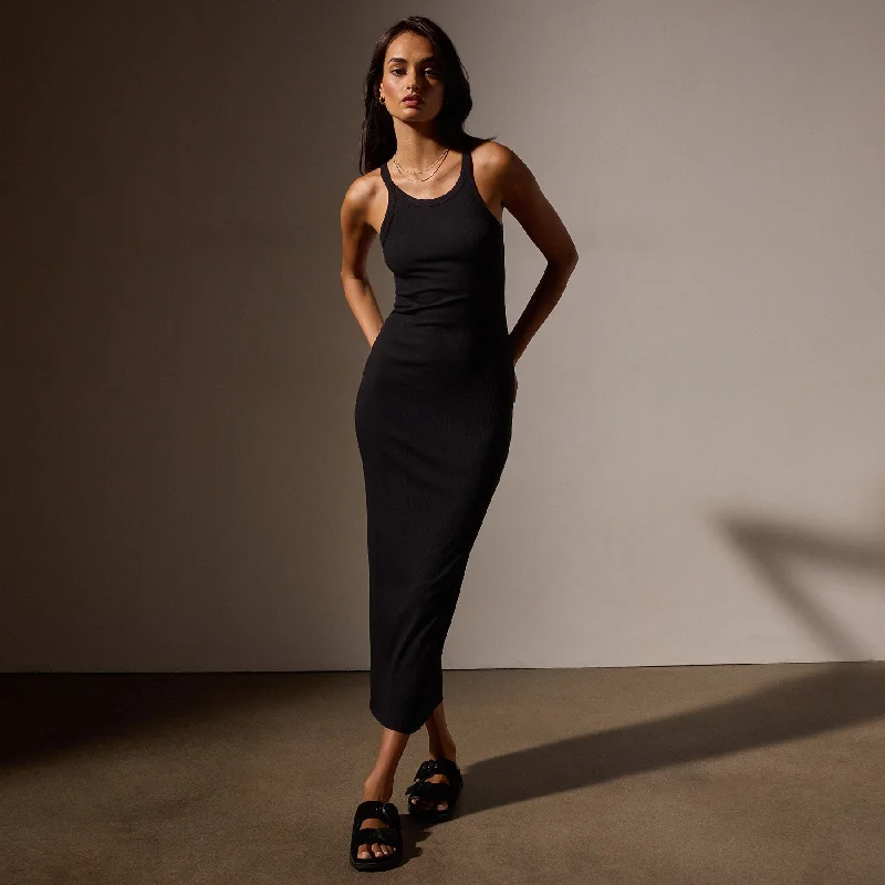 Skinny Rib Tank Dress - BlackRunning hoodie