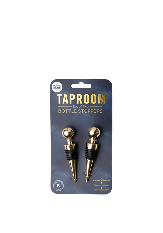 Taylor’s Eye Witness Taproom Set of 2 Bottle Stoppers, Gold