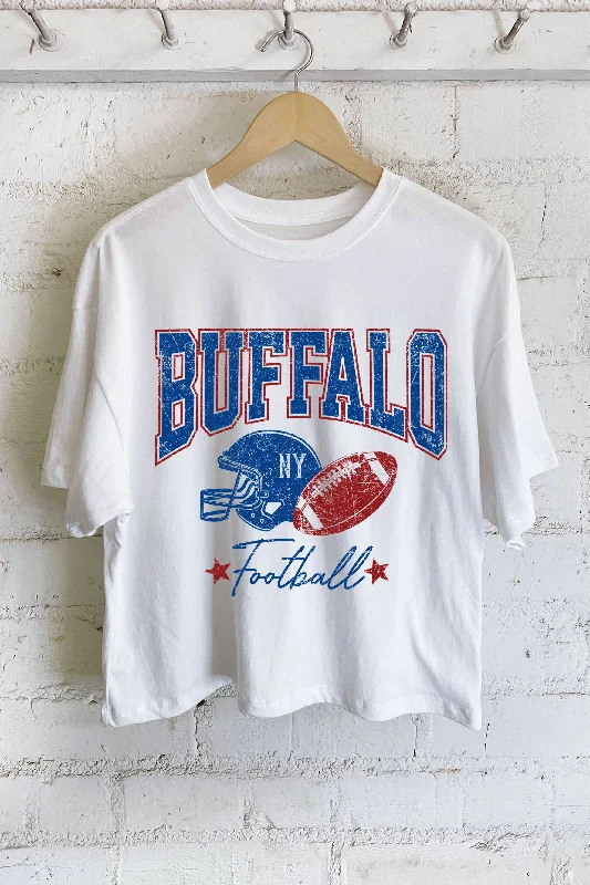 CroptopstripesBuffalo Football Graphic Long Crop Top