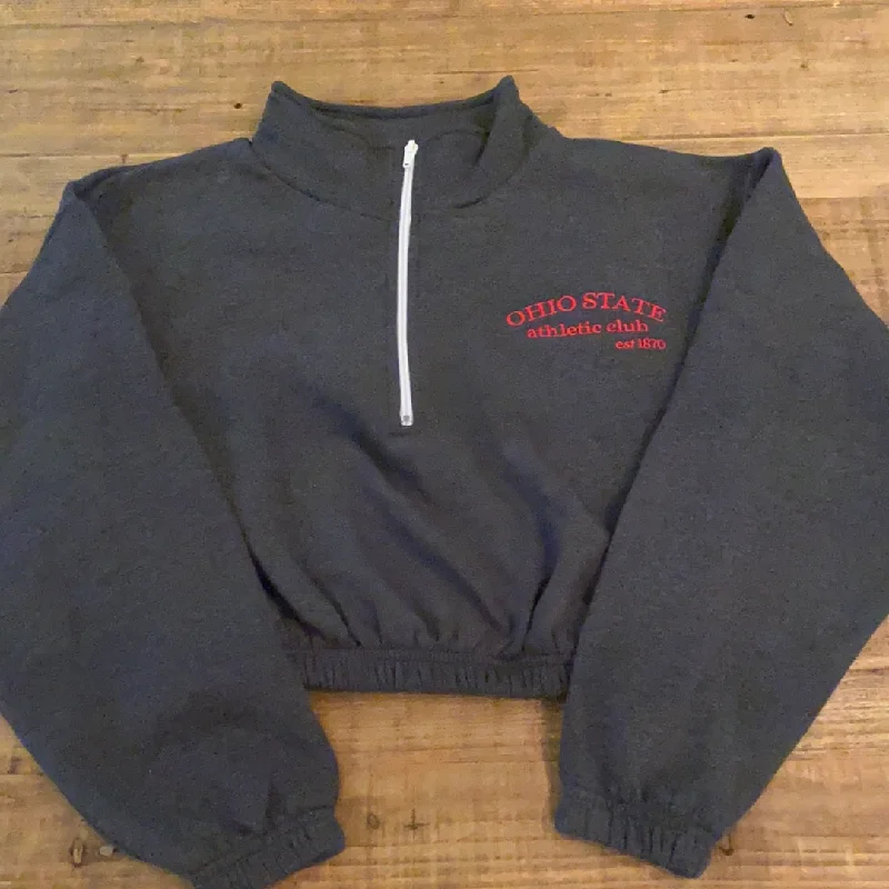 CroptoppatternOhio Athletic Club Crop Half Zip