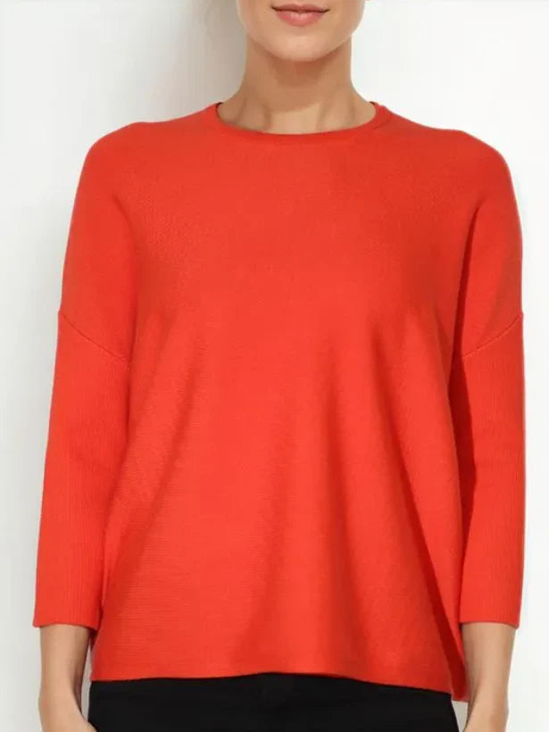 CrewneckenthusiastOversized Crew Neck Pullover with Rib Sleeves by Metric Knits in Mandarin