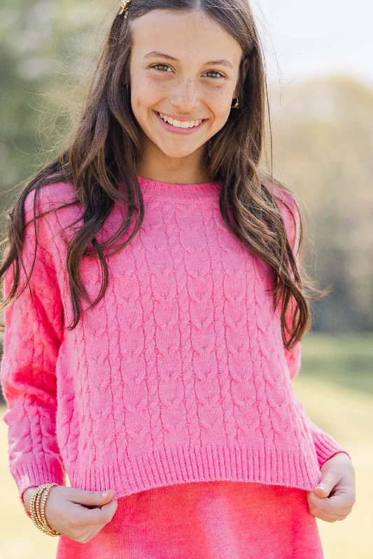 CroptophoodieGirls: The Kelcie Pink Cable Knit Crop Sweater