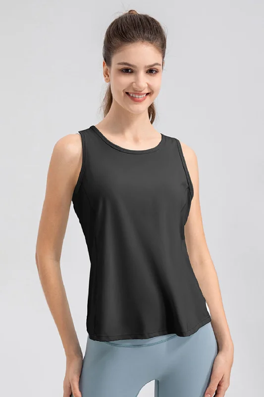 Wide Strap Round Neck Active TankLightweight tank