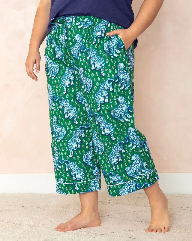 CroptopfutureTiger Queen - Cropped PJ Pants - Jade