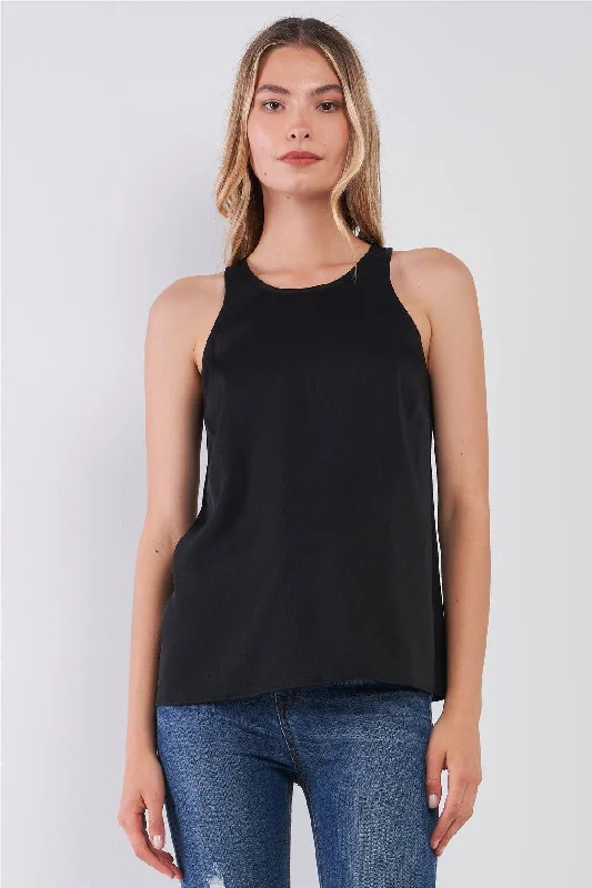 CrewnecktrendsetterSimple Black Combo Sleeveless Crew Neck Cami Top /1-2-2-1