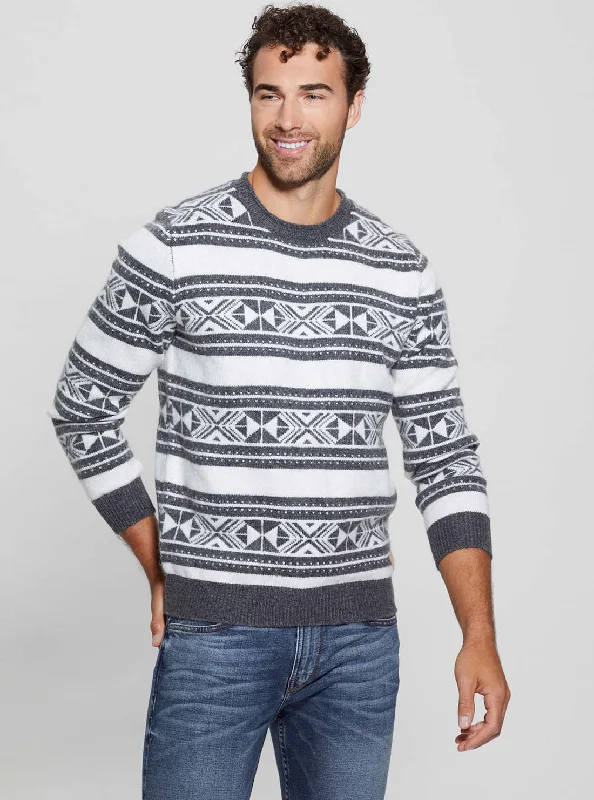 CrewneckhemEzekiel Crew Neck Jacquard Sweater