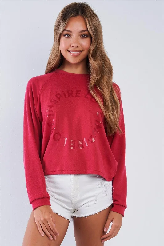 Crewneckcasual"Inspire Love" Graphic Print Crew Neck Sweater