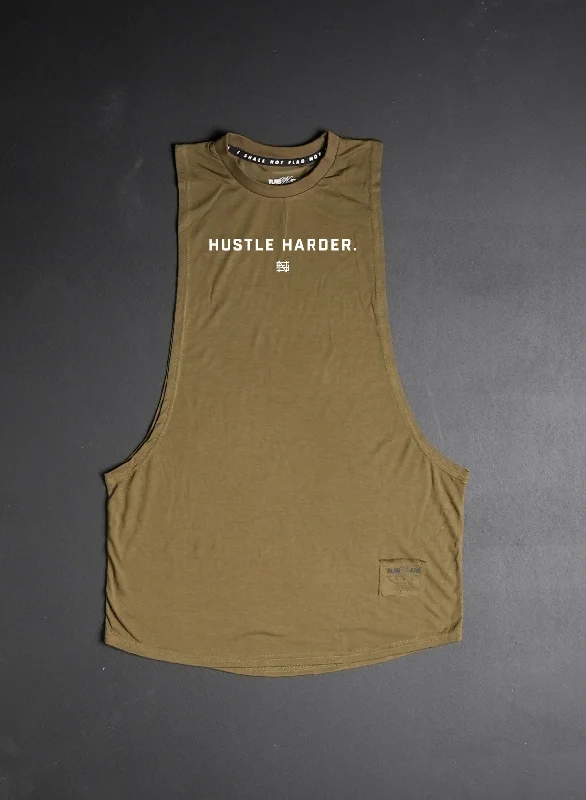 HUSTLE HARDER BRO TANK - OLIVECycling vest