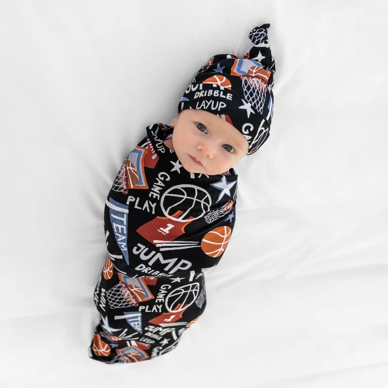 Black Slam Dunk Swaddle & Hat Set