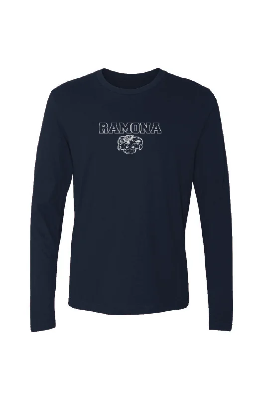 CrewneckseamUnisex Cotton Long-Sleeve Crew Navy