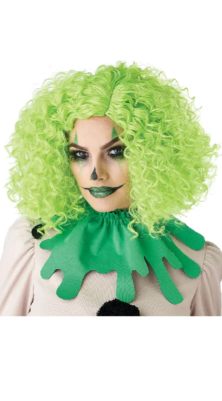 CrewneckclassicNeon Green Corkscrew Curls Clown Wig