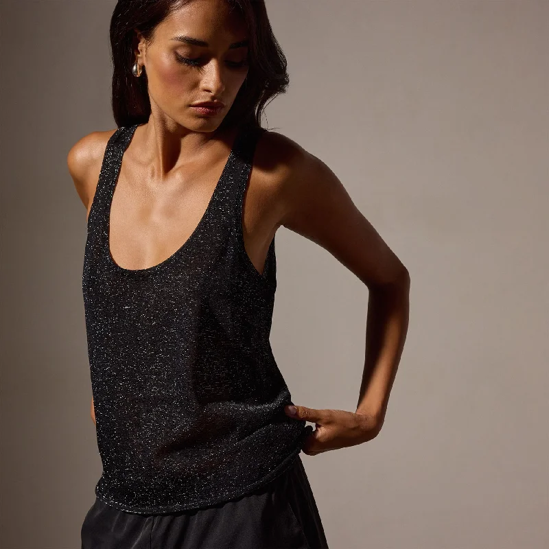 Metallic Knit Tank - BlackCompression hoodie