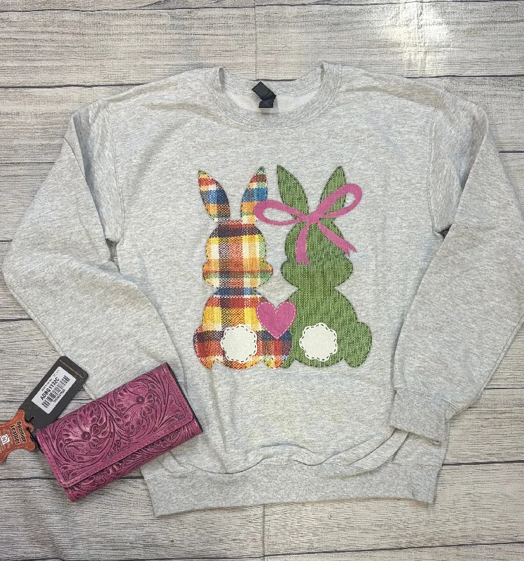 CrewneckcolorPatchwork Bunny Light Grey Crewneck