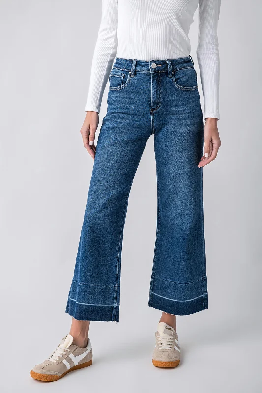 CroptopfanRisen Kaia High Rise Released Hem Crop Wide Leg Jeans