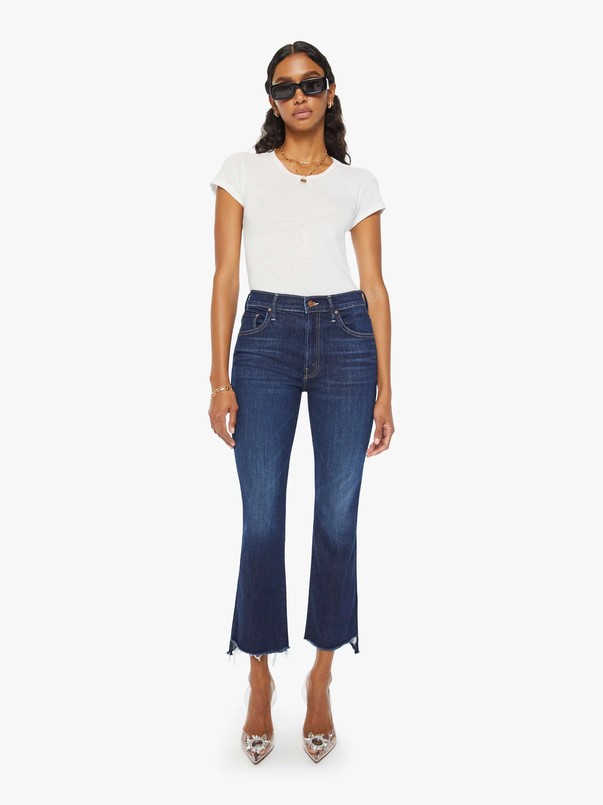 CroptopaumentedMother Denim The Insider Crop Step Fray - Off Limits