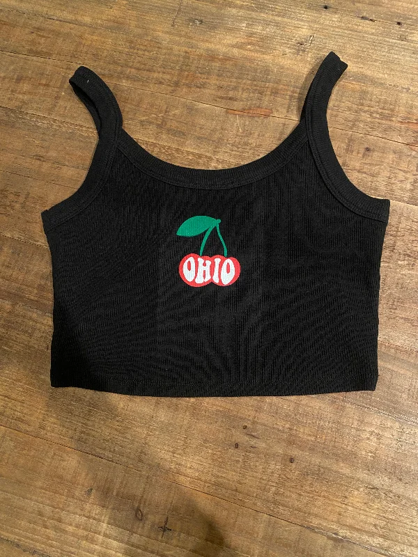 CroptopnostalgiaOhio Cherries Ribbed Crop Cami