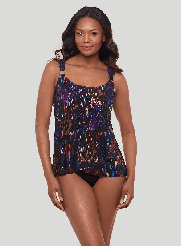 Miraclesuit Swimwear: Tapiz Dazzle Underwired Tankini Top Black MultiOutdoor jacket