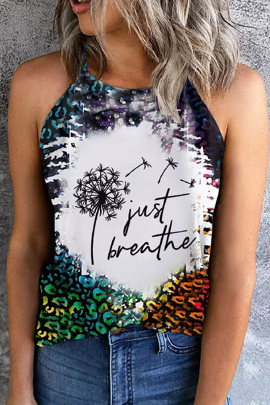 JUST BREATHE Graphic Leopard TankAthletic tee