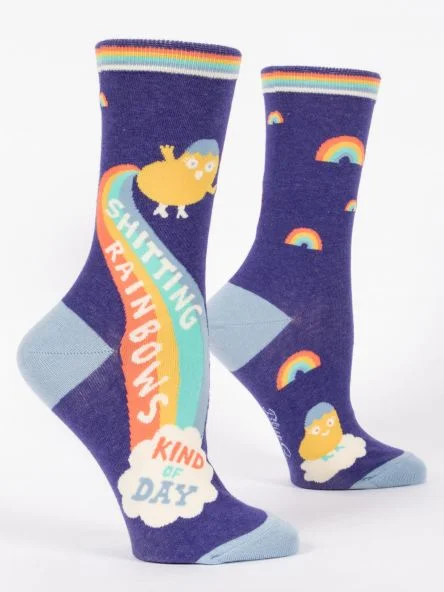 CrewnecktechBlue Q Rainbows Women's Crew Socks