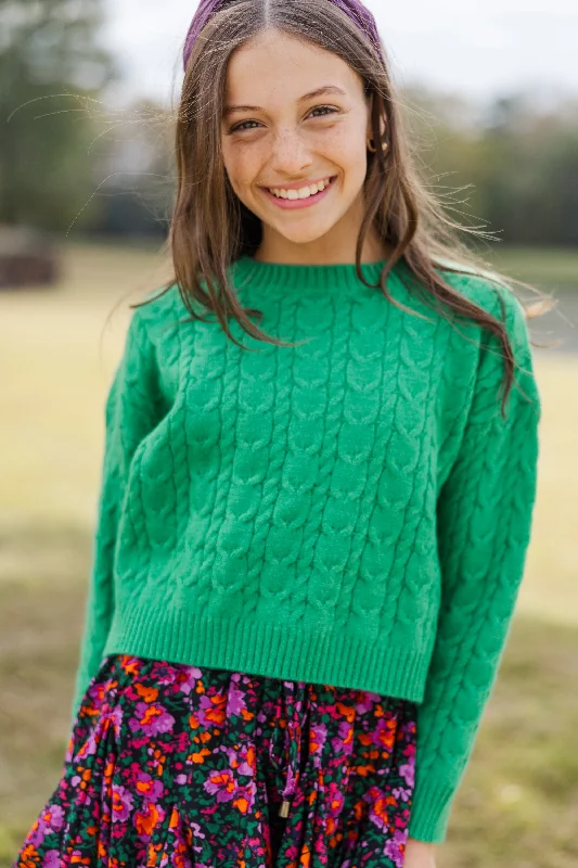 CroptoptrendGirls: The Kelcie Green Cable Knit Crop Sweater