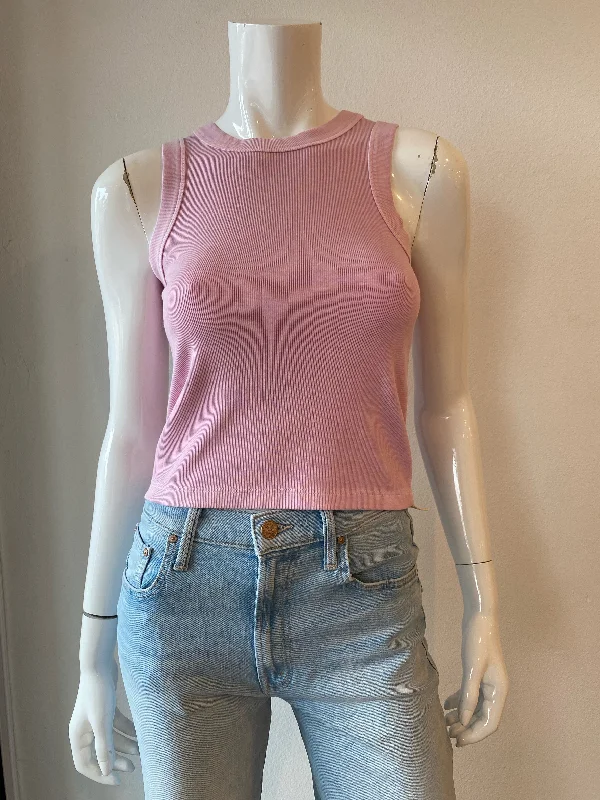 CroptopfashionMila - Ribbed Crop Tank Top - Pink