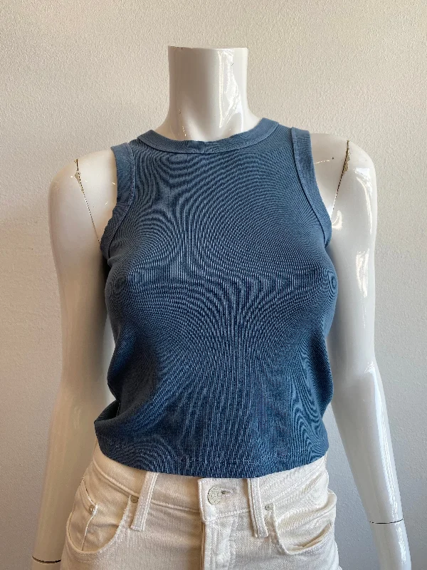 CroptopcyberMila - Ribbed Crop Tank Top - Sky